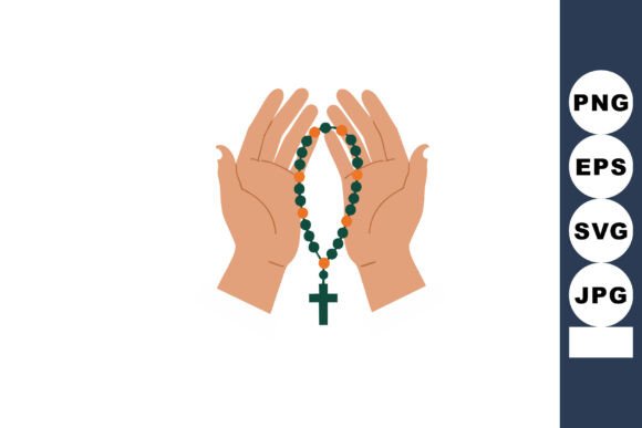 Hands Holding Rosary Beads with Cross Embroidery Design Review