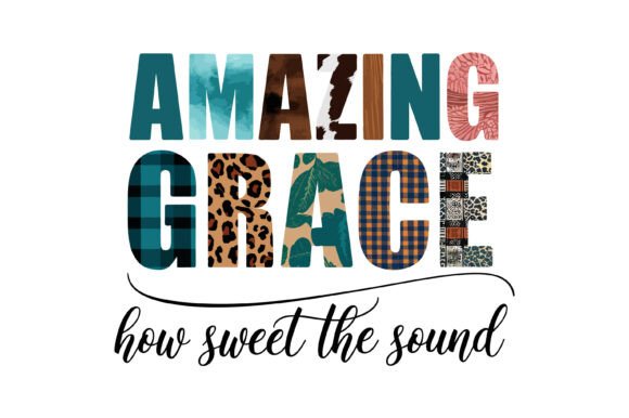 Patchwork Amazing Grace Typography for Real Embroidery Projects