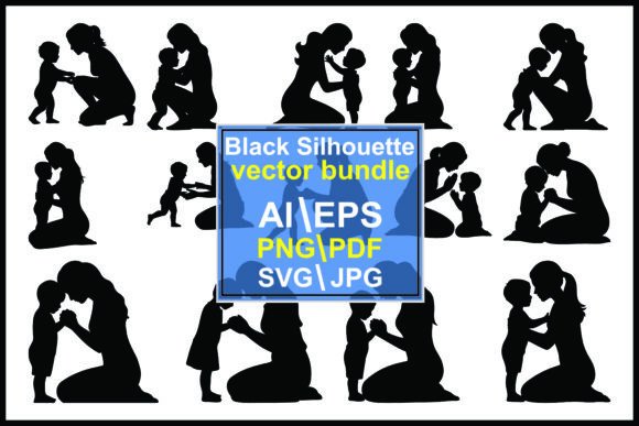 Silhouettes Adults Children Praying Toge