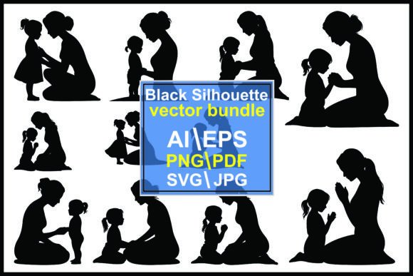 Silhouettes of Women Children Praying